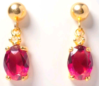 14K Gelbgold Rhodolith Granat & Diamant Akzent Ohrhänger 1,66 Gramm