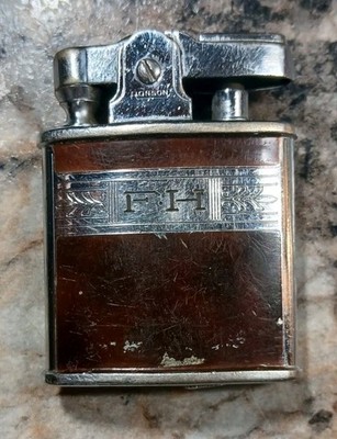 Ronson Princess Lighter - Wood Tone - Silver Tone - Vintage - Engraved FH