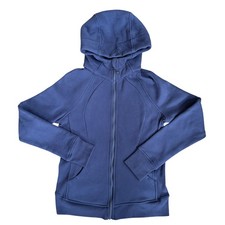 Lululemon Scuba Full Zip Hoodie Blue Fleece Lined Thumbholes Size 12