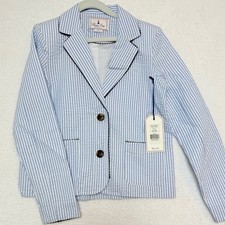 Classic Prep Blazer Kids L 8/10 Laura Seersucker Vista Blue Summer Preppy School