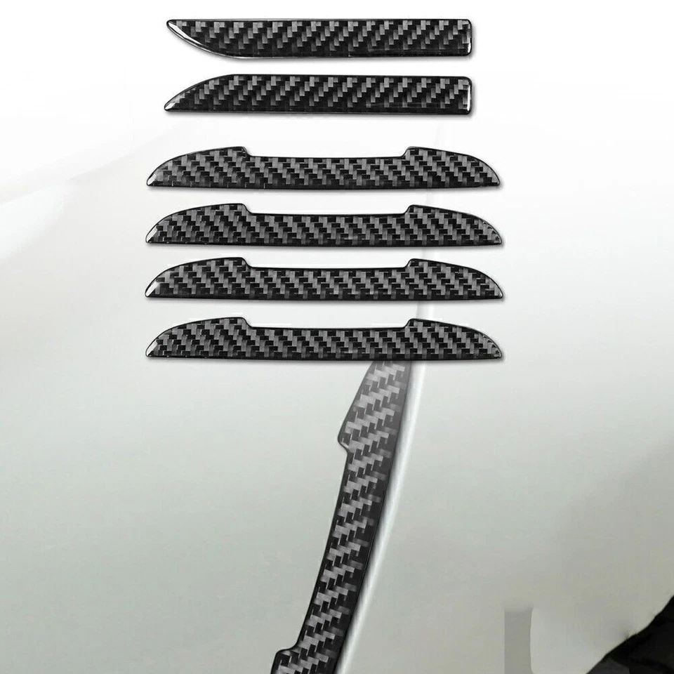 6x Four Season Rearview Mirror Anti-Scratch Strip Black Carbon Fiber Protector - Imagem 4 de 4