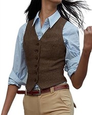 Women's Renaissance Deep V-Neck Vest Gothic Victorian Waistcoat Retro Vest