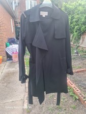 Michael Kors black woven trench coat, button fastening, belt an buckled cuffs