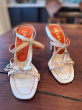 Prada Madras Bianco Paprika Strappy Women's Shoes Size: 35 EU, and 4.5-5 US 