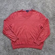 BROOKS BROTHERS V Neck Pullover Sweater Men's LARGE L Pink 100 PIMA COTTON