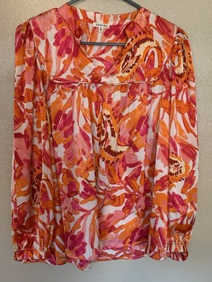 Jodifl Bright Color Orange Long Sleeve Boutique Top Size S