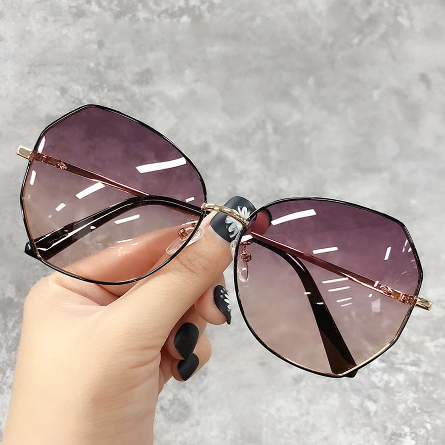 Sunglasses Women Men New Luxury Brand Design Retro Oval Alloy Travel Drive Frame image 2