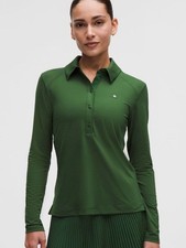 NWT Lululemon quick dry Long-Sleeve Polo Top in ivy Green - Women