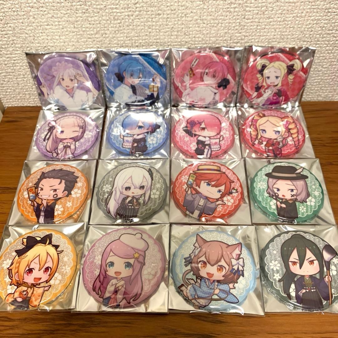 Re Zero Starting Life in Another World Ramen Trading Can Badge Set de 16