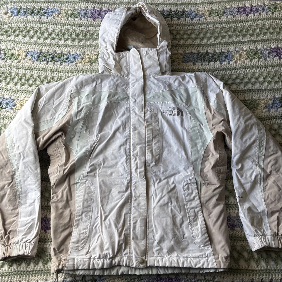 The North Face Women’s 2 Piece Ski Overcoat Jacket Set Size S Cream & Baby Blue - Image 2 of 4