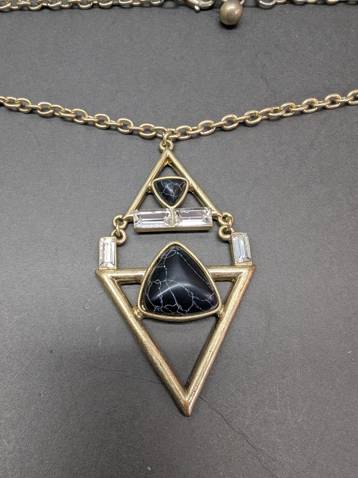 Pyramid Triangular Design Dangle Pendant Chunky N… - image 2