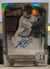 2025 Bowman Draft Michael Oliveto Chrome Auto Refractor 1st 327/499 Tigers