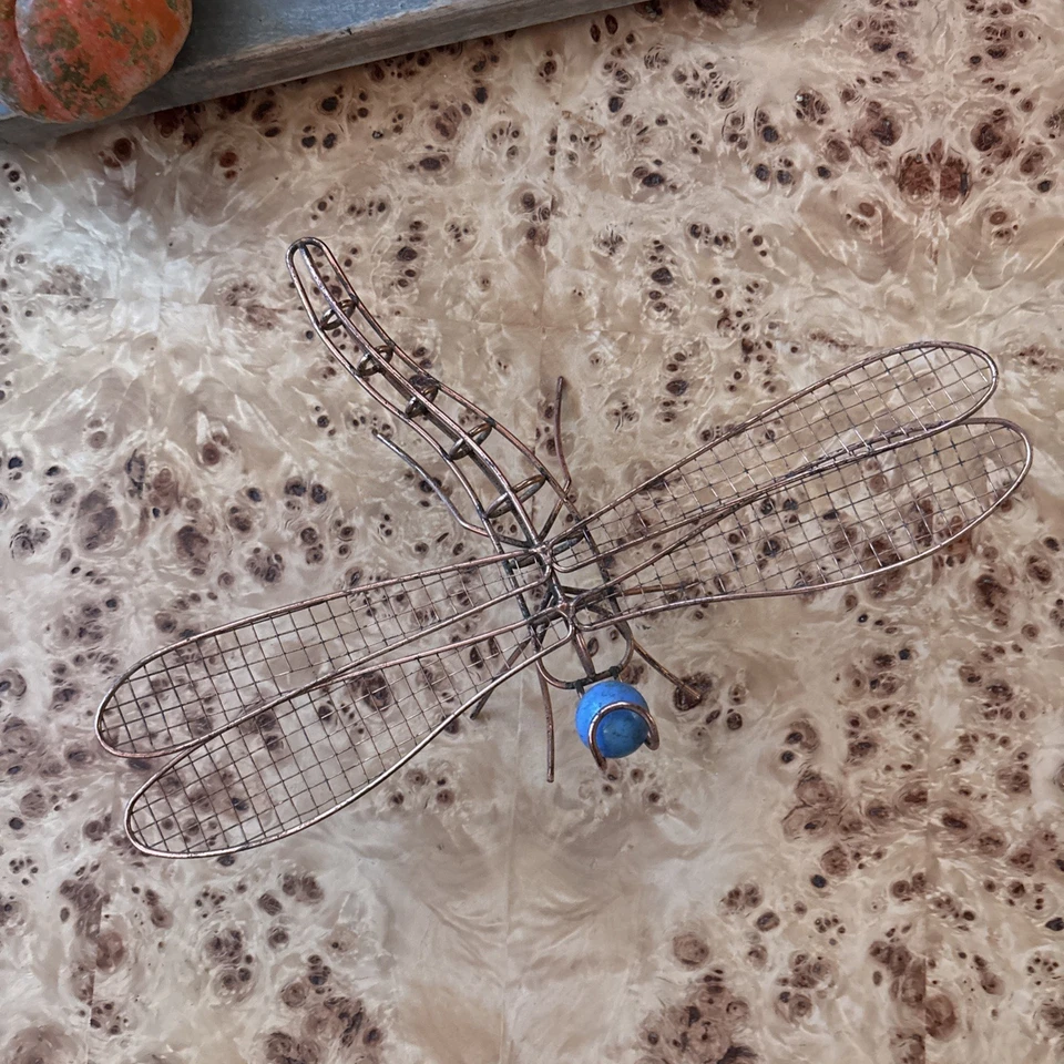 老式批量3颗铜昆虫带蓝色大理石户外花园草坪装饰 — 第 4/4 张图片