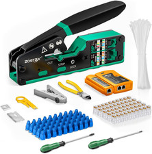 Ethernet Crimping Tool Kit RJ45 Crimp Tool, Cat5 Cat6 Pass through Crimping Tool