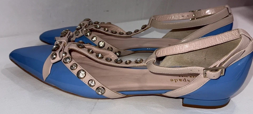 KATE SPADE NEW YORK Becca Jewel Designer Old Money T-Strap Point Flat 8B - Image 4 of 4