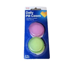 New CVS Health Daily Pill Cases Portable & Compact Snap -shut Lid Set Of 2