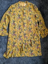 Madewell x Karen Walker Floral Summer Loretta Dress Yellow 100% Silk Sz UK8 US4