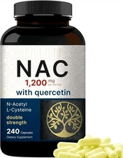 NAC Supplement 1200mg Quercetin 100mg 240Caps NonGMO Antioxidant 03/27