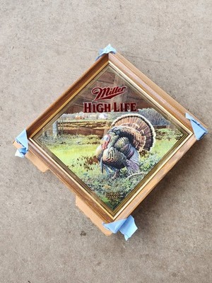 NOS NEVER HUNG Miller High Life Beer SHOW TIME WILD TURKEY Diamond Series Mirror