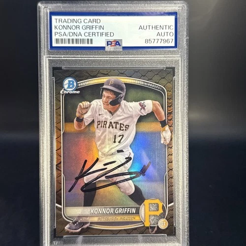 KONNOR GRIFFIN signed 2025 Bowman Chrome Prospects Reptilian Refractor PSA/DNA