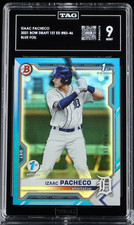 2021 Bowman Draft 1st Edition - IZAAC PACHECO - Blue Foil /150 card #BD-46 TAG 9