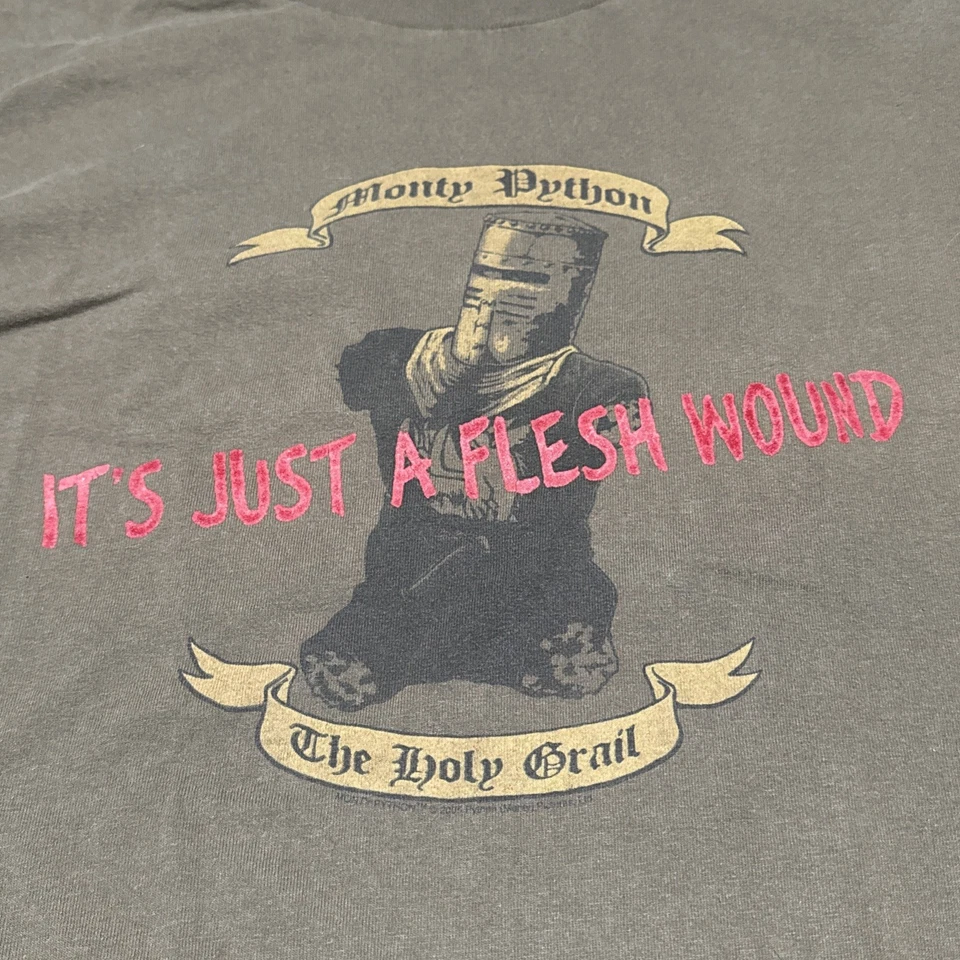 Vintage Monty Python Just A Flesh Wound T-Shirt Green Size XL - Image 2 of 4