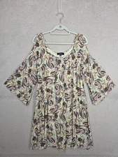Womens Naïf Tunic Dress Paisley Light Green Cold Shoulder Sleeves Size M Shift