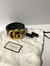 Gucci Reversible GG Marmont Belt Black Brown Leather Gold Buckle Size 90/36