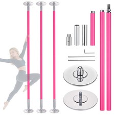 Yescom 3 Pack 9.25 Ft Silicone Spinning Static Dancing Pole for Studio Club Pink
