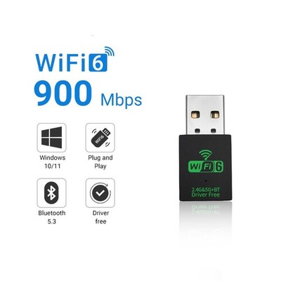 USB WiFi-6 900Mbps 2 in 1 Dongle 2.4G 5GHz Dual Band & BT 5.4 Win10,11 Free ship