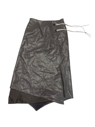 COSMOS WAVEYU Japan Design Womens Gray Leather Suit Jacket & Skirt Set Size M - Picture 3 of 18