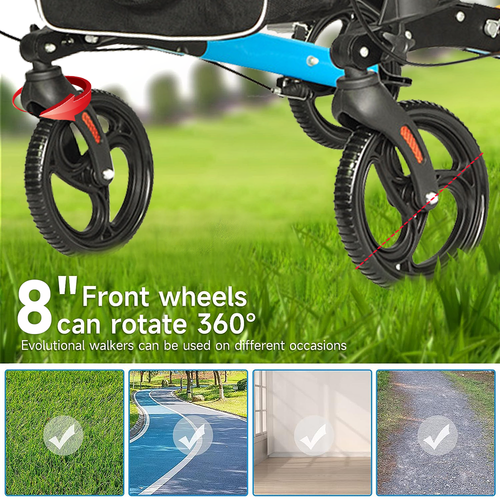 Mobility Walker Aids Frame Rollator Foldable X-Fold Walking Aid Indoor Outdoor - Picture 2 of 10
