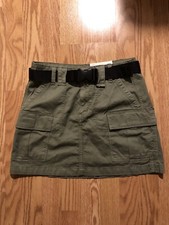 American Eagle Women  s Hi-Rise A Line Cargo Skirt Stretch Green Size 2 26 W NWT