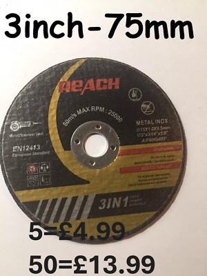3 Zoll - 75 mm x 1 mm Metall Trennscheiben für Edelstahl - Druckluft Trennwerkzeug