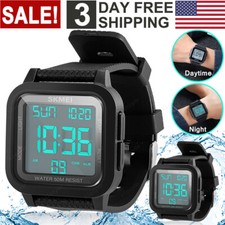 Men's Military Sports Watch LED Large Screen Digital Waterproof Multifunction US