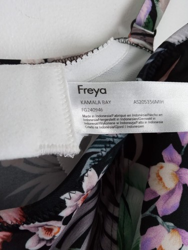 Freya Tankini Top Kamala Bay Plunge Size 36DD Black Floral Print NEW F2 - Picture 7 of 10
