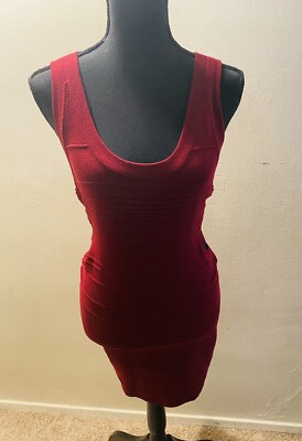 Burgundy BeBe Ribbed Body Con Dress With Open Lower Back Only Worn Once |  eBay
