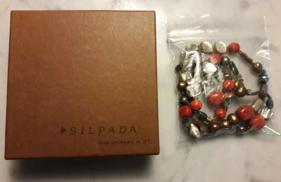 New SILPADA Abalone Shell, Sponge Coral, Freshwater Pearl, 3 Bracelets B1695/Box - Image 3 of 4