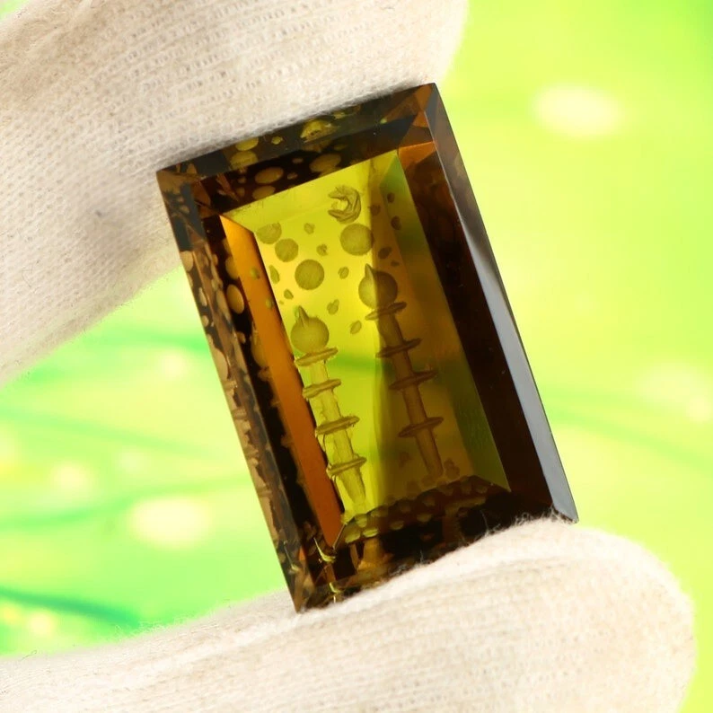 Piedra preciosa suelta natural cuarzo ahumado corte fantasía talla elegante piedra octágona A1758 Foto 3 de 3