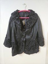 Jerry T Womens Blazer Sz Xl Black Floral Wedding Cocktail Evening Formal