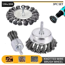 3PCS Twist Knot Wire Wheel Brush Rotary Drill Attachment End Brush Rust Removal
