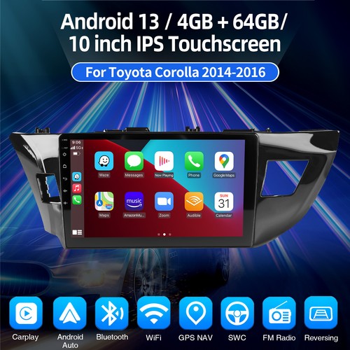 10" Android 14 Apple Carplay Car Stereo GPS 4+64G For Toyota Corolla 2014-16 US - Bild 2 von 13