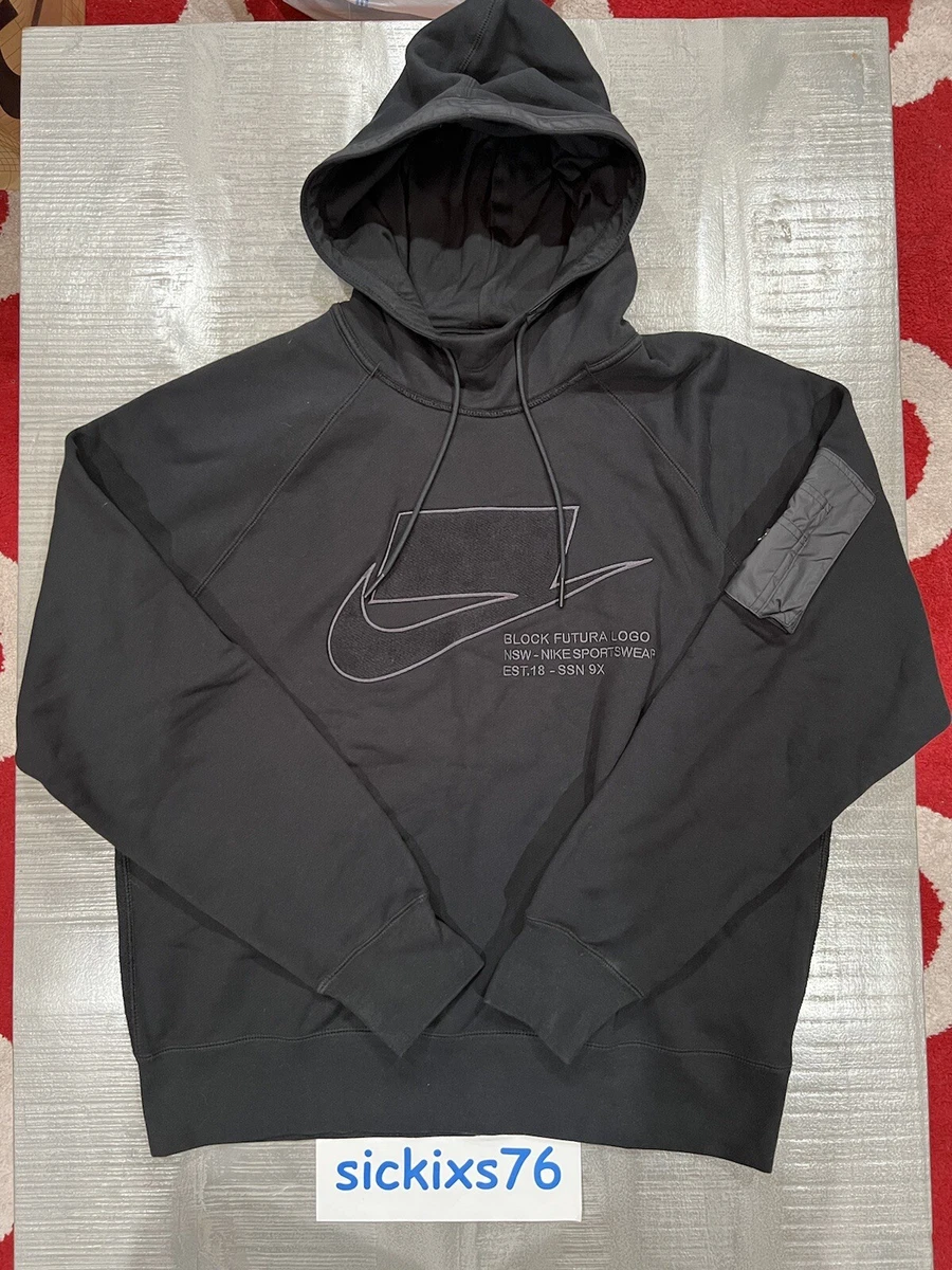 NIKE SPORTSWEAR NSW PULLOVER MEN S HOODIE Block Futura Logo Sz M CU3797 001
