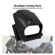 Gloss Black Headlight Fairing Mask Cowl Fits For Harley Softail M8 Fat Bob 18-22