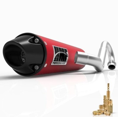 HMF PERFORMANCE FULL EXHAUST RED W/ BLACK EURO CAP + JET KIT TRX450R 2006