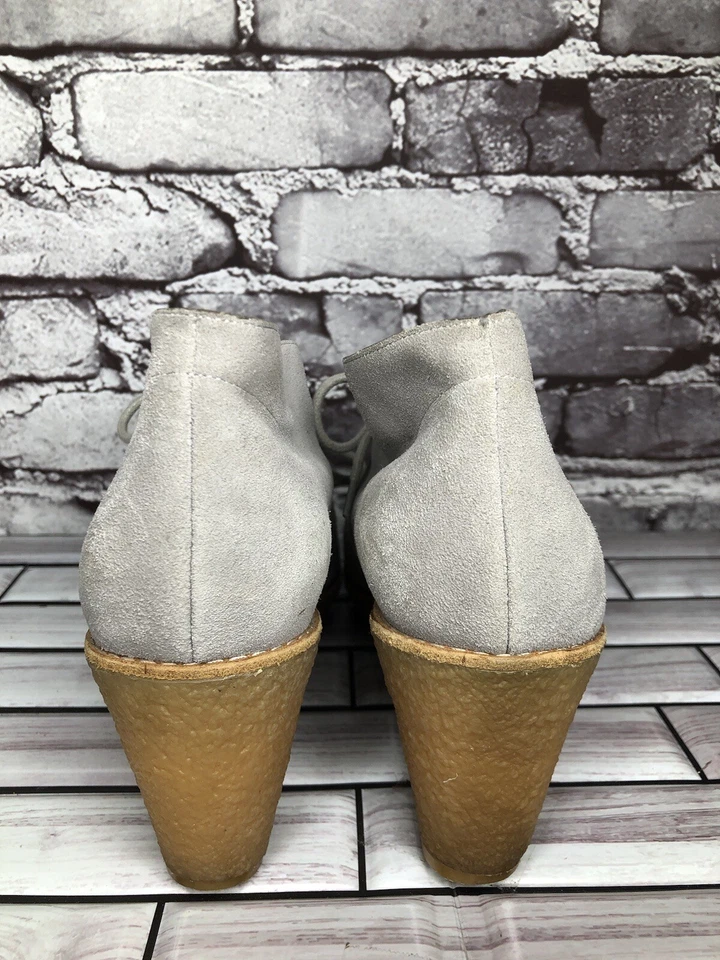 Botines de cuña Cole Haan Halley gris gamuza con cordones crepé para mujer talla 8,5B EE. UU./39 UE Foto 4 de 4