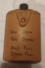 Vintage Drinking FLASK W/ Leather Casing Inspirational Drinking Saying Souvenir — photo 2