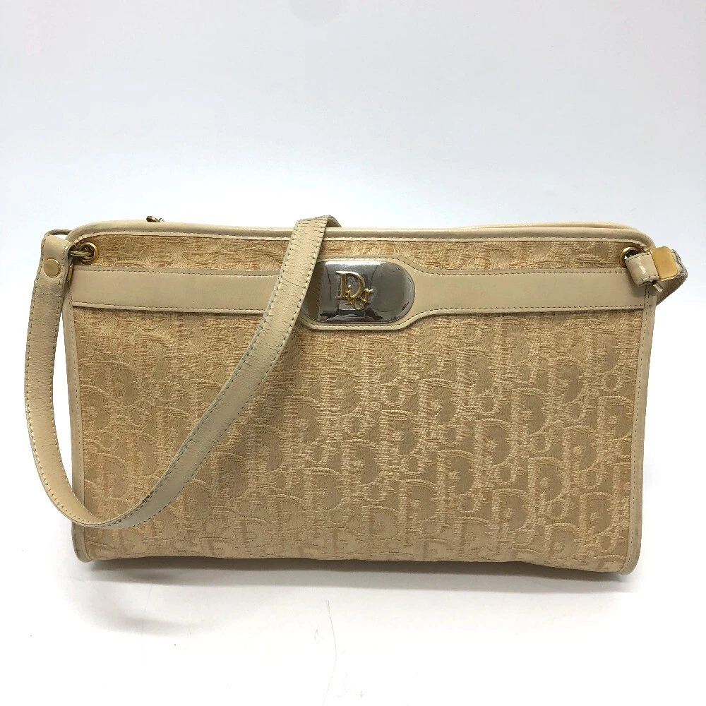 Sac vintage Dior Trotter sac bandoulière toile beige