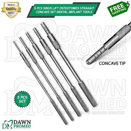 5 Pcs CONCAVE Sinus Lift Osteotomes Set Straight Dental Instrument ...