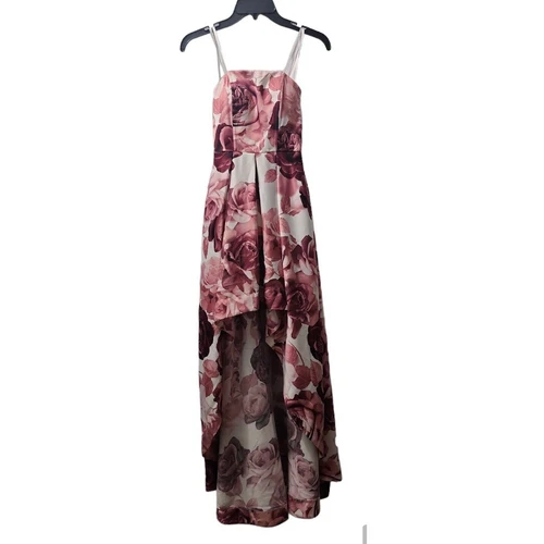 Floral High Low Dress Party Cocktail Strapless Dress